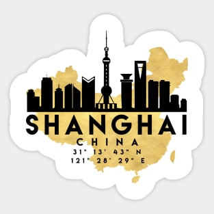 Shanghai China Skyline Map Art Sticker